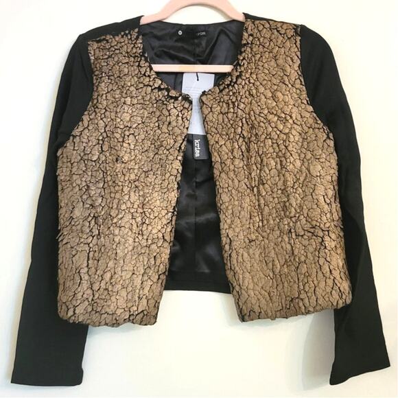 NWT Revolve Krisa Faux Shearling Gold/Black Jacket M - Picture 1 of 4